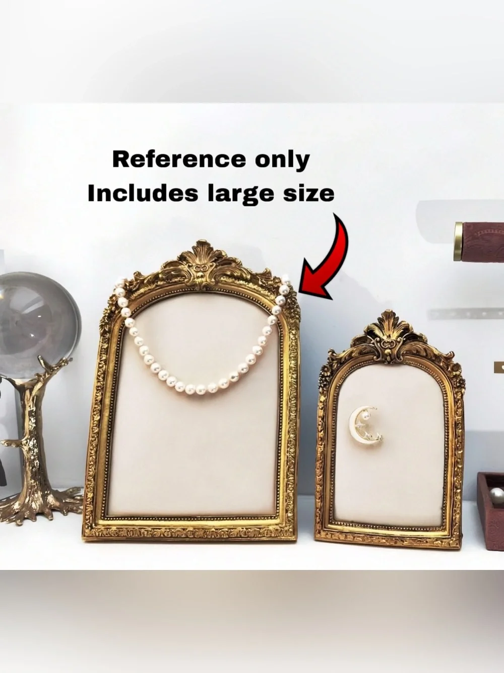 Vintage gold metal velvet jewelry display stand countertop